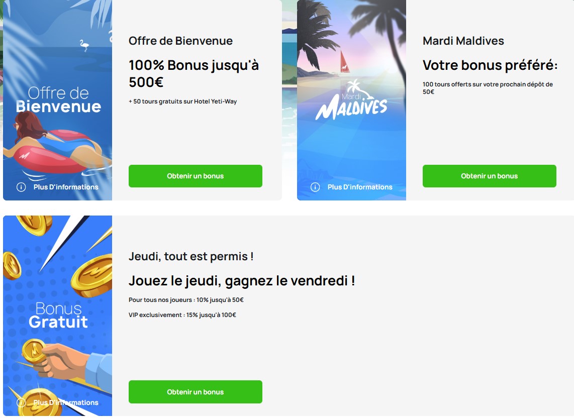 Présentation des promotions et bonus réguliers sur Millionz Casino.